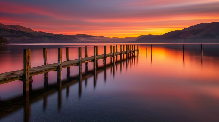 Free Sunset Lake Pier Image - Sunset, Lake, Pier | Download at StockCake
