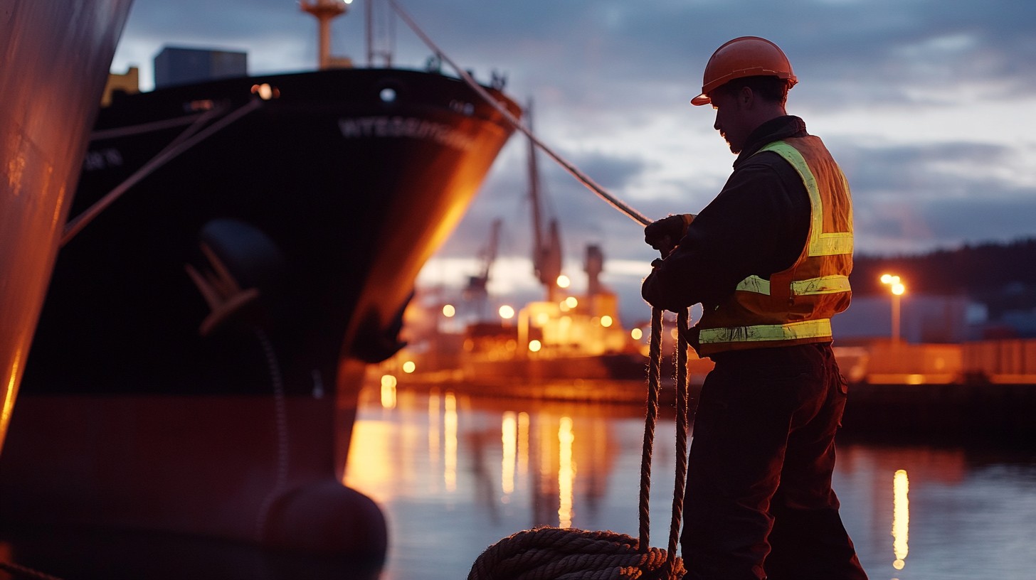 Free Dockworker at Dusk Image - Dockworker, Dusk, Cargo Ship | Download ...