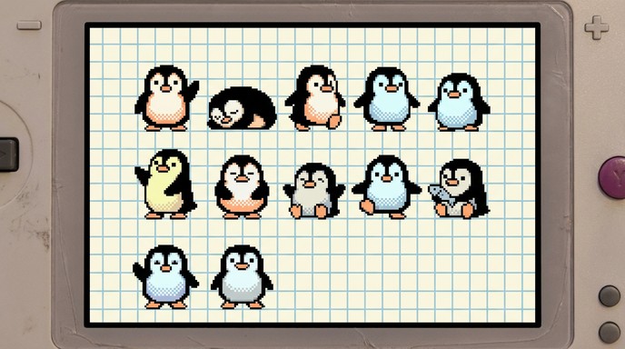 Free Pixel Penguin Sprites Image - Pixel, Penguin, Retro | Download at ...