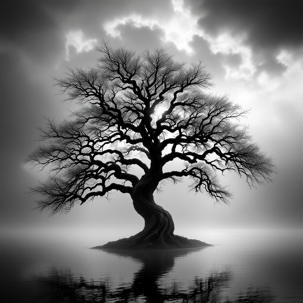 Free Twisted Tree Reflection Image - Tree, Reflection, Monochrome ...