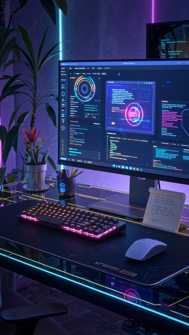 Free Cyberpunk Coding Workspace Image - Cyberpunk, Programming, Neon ...