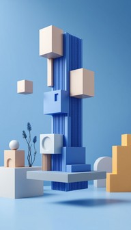 Floating Blocks Gradient Free Floating Geometric Blocks Image - Geometric, Minimal, Blocks ...