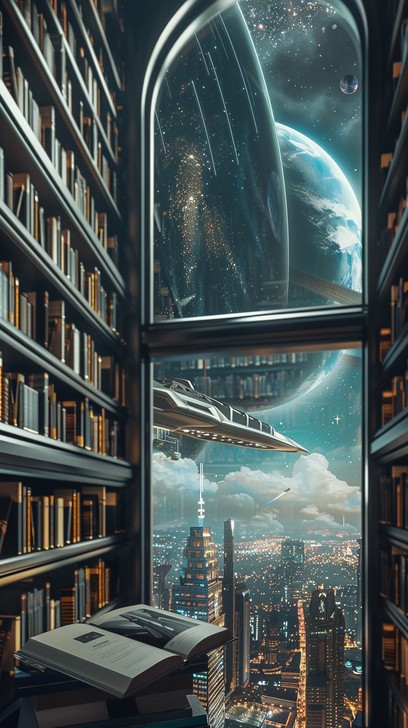 Free Cosmic Library View Image - Library, Futuristic, Cityscape ...