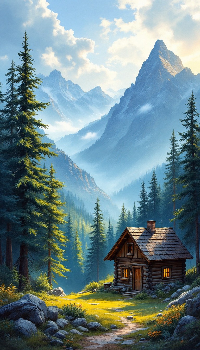 Free Tranquil Mountain Cabin Image - Cabin, Mountains, Forest ...