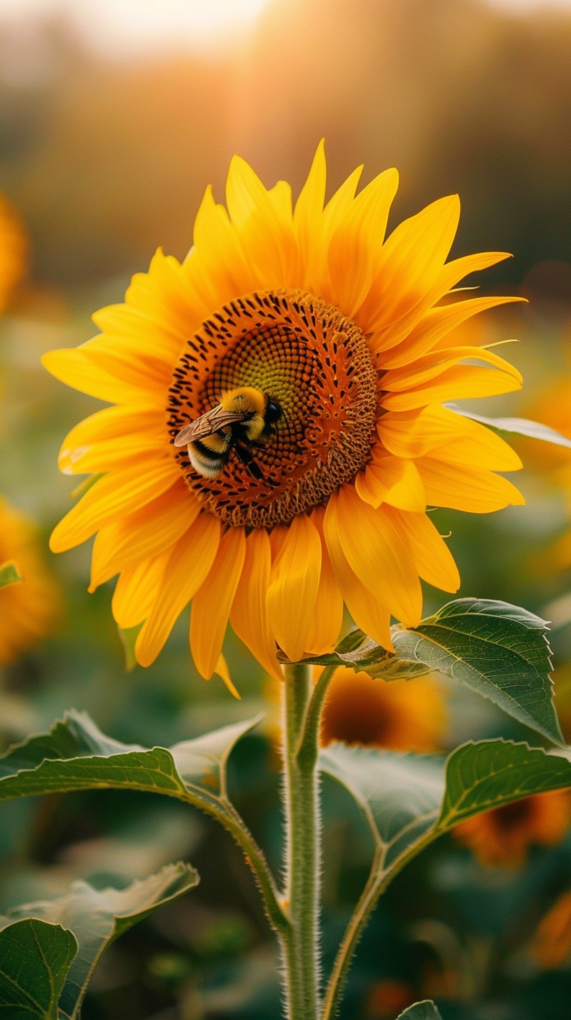 Free Sunflower with Bee Image - Sunflower, Bee, Nature | Download at ...