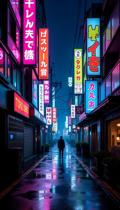 Free Neon Tokyo Night Image - Neon, Tokyo, Rain | Download at StockCake