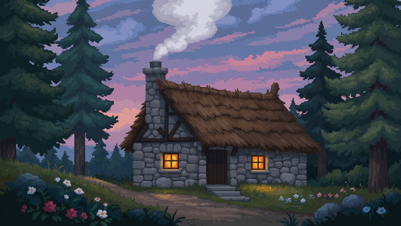 Free Twilight Pixel Cottage Photo - Cottage, Pixel, Twilight | Download ...