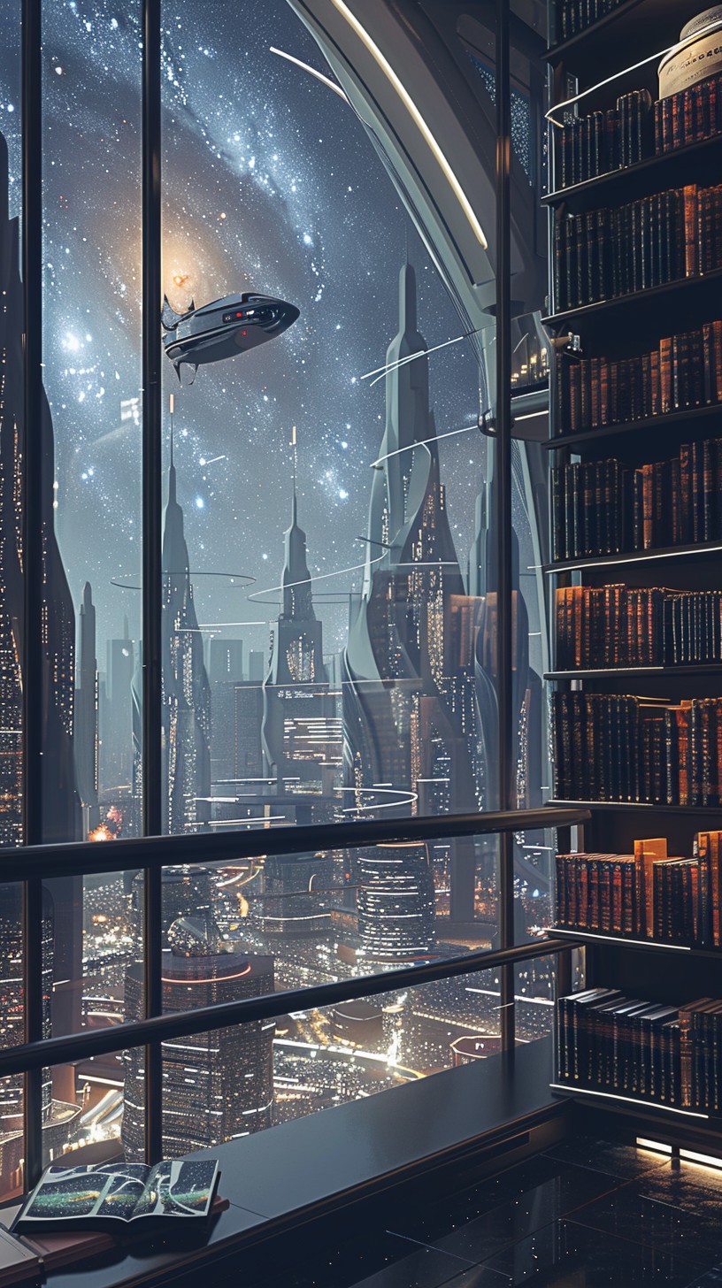 Free Futuristic City Library Image - Library, Cityscape, Stars ...