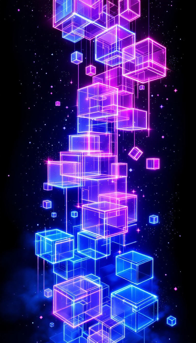 Free Neon Cube Cascade Image - Neon, Cubic, Geometric | Download at ...