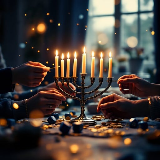 Hanukkah gelt nearby