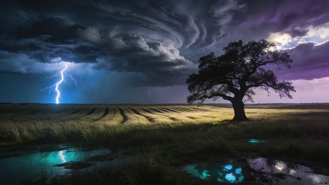 Free Lightning Strikes Plains Image - Lightning, Storm, Thunder ...