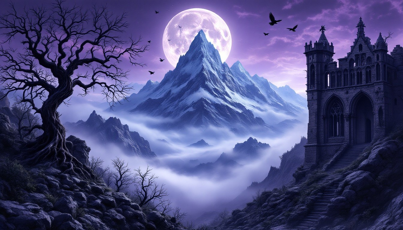 Free Moonlit Gothic Mountain Image - Gothic, Mountain, Castle ...