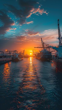 Free Sunset Harbor Scene Image - Sunset, Harbor, Cargo | Download at ...