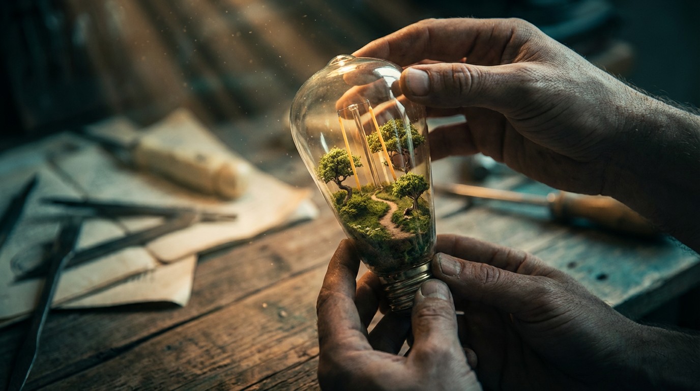 Free Nature Inside Lightbulb Image - Lightbulb, Hands, Ecosystem ...