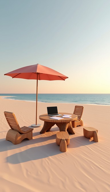 Free Beach Office Setup Image - Beach, Office, Laptop | Download at ...