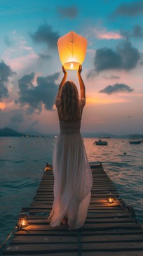 Free Lantern Lighting Moment Image - Woman, Lantern, Sunset | Download ...