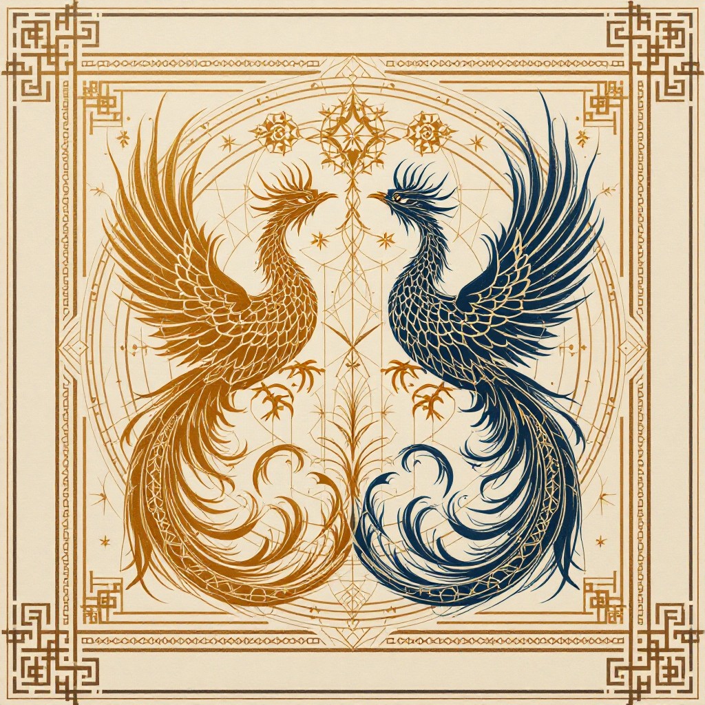 Free Phoenixes Mirror Eternally Image - Phoenix, Geometric, Sacred ...