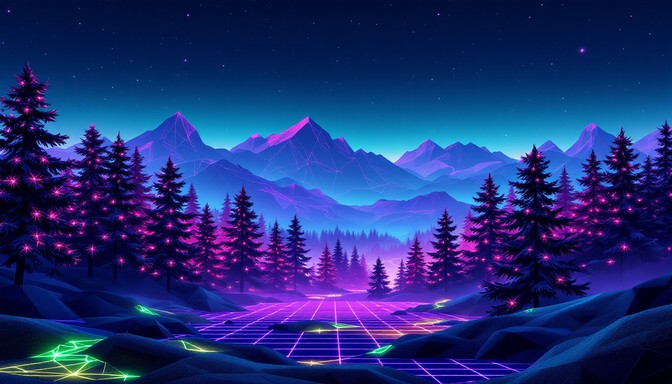 Free Neon Forest Dreamscape Image - Synthwave, Cyberpunk, Forest ...