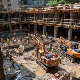 Free Busy Construction Site Image - Construction, Workers, Machinery ...