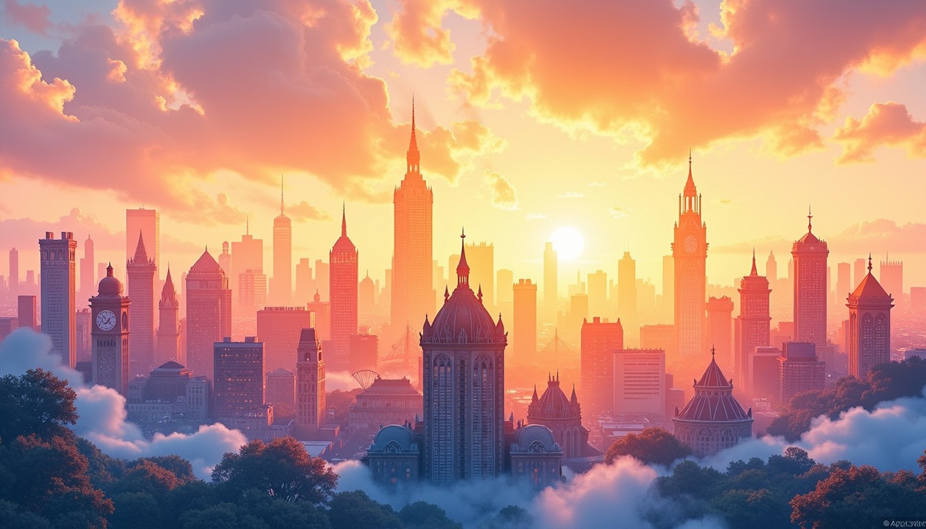 Free Dreamy Golden Cityscape Image - Cityscape, Sunset, Golden ...