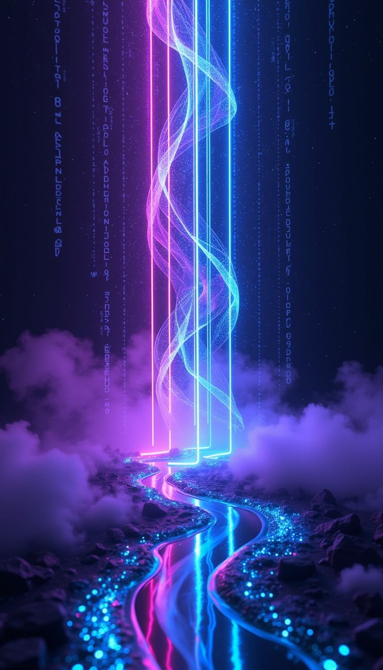 Neon Stream Free Neon Data Stream Image - Cyberpunk, Neon, Holographic | Download ...