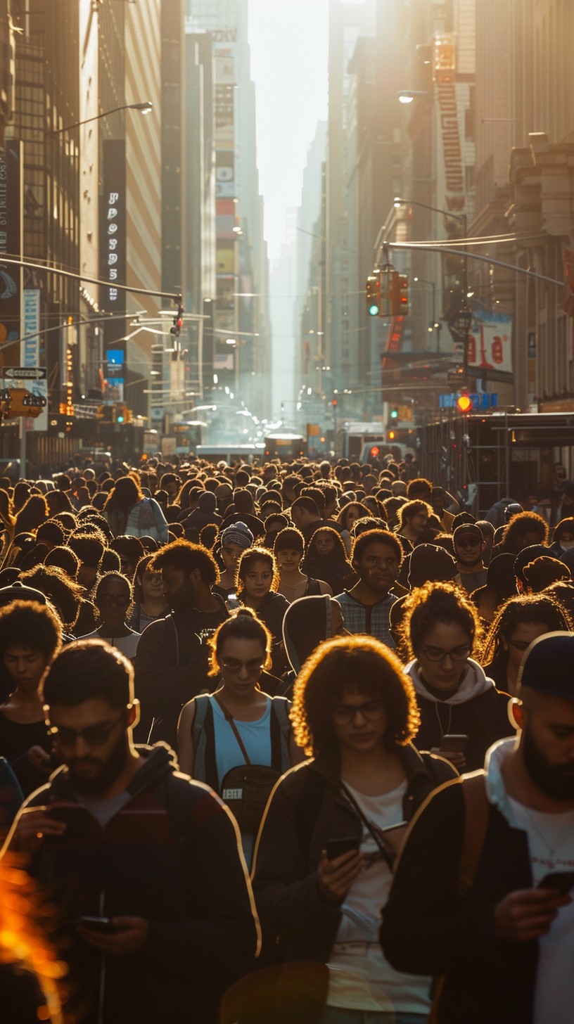 Free Sunlit Crowd Scene Image - City, Sunset, Crowd | Download at StockCake