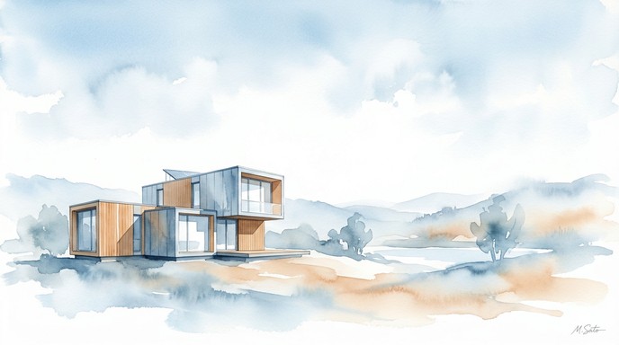 Download Villa Architectural Landscape Watercolor Architecture Stock ...