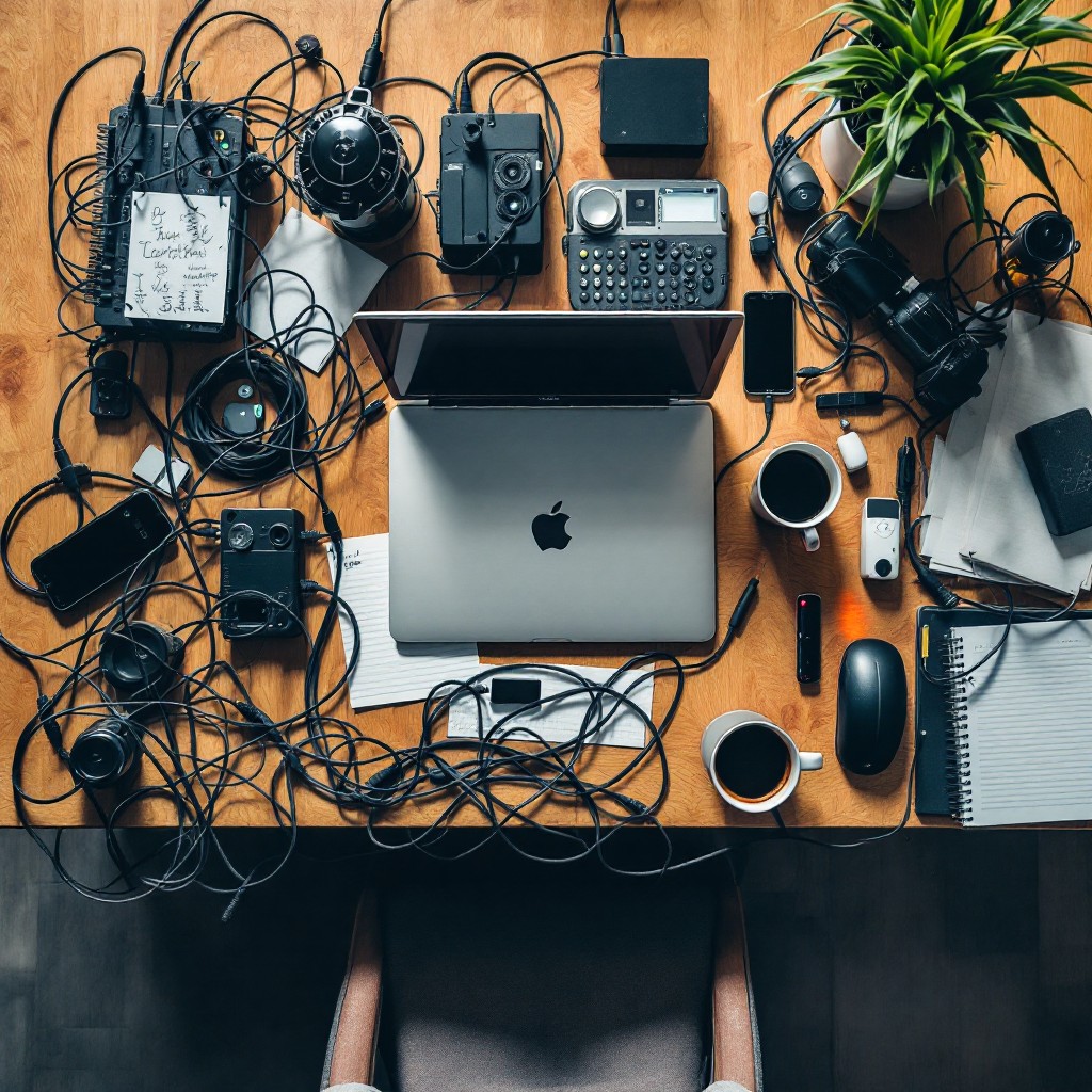 Free Tech Setup Essentials Image - Workspace, Technology, Cables ...
