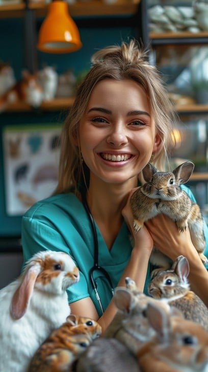 Free Joyful Rabbit Gathering Image - Woman, Rabbits, Smiling | Download ...