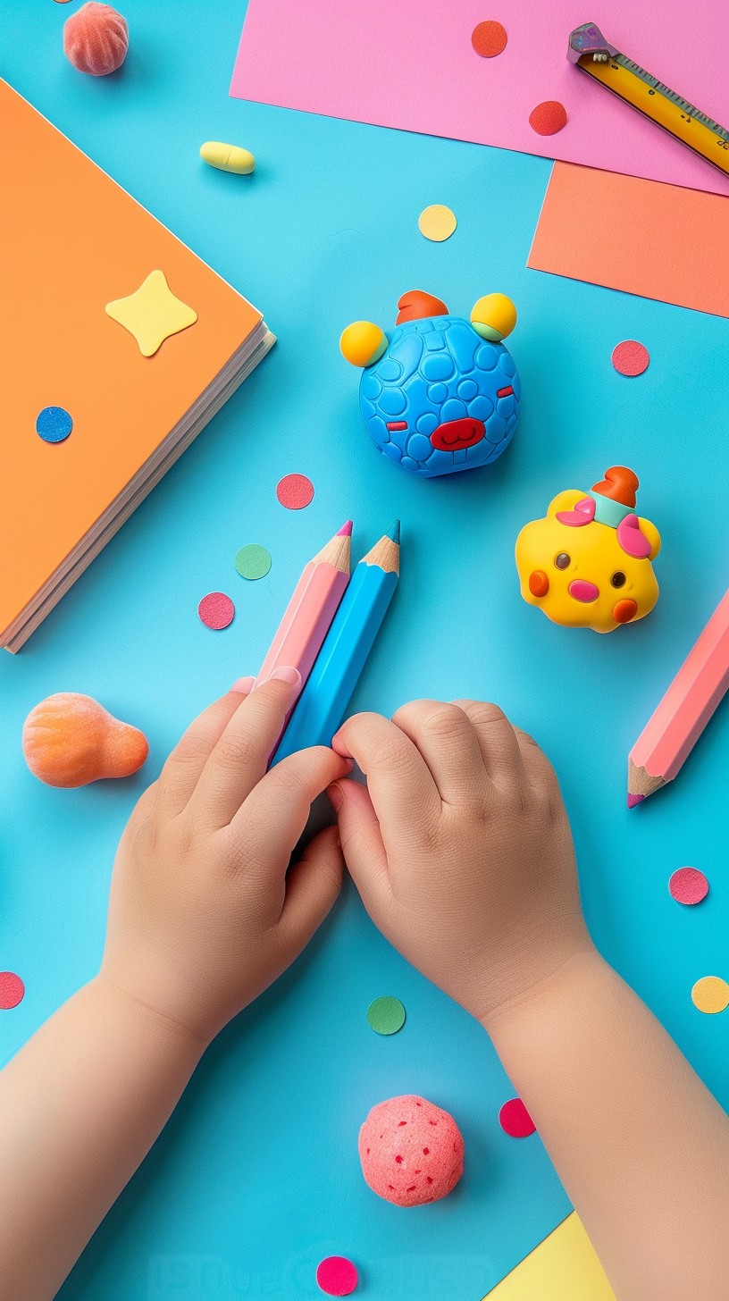 Free Creative Playtime Setup Image - Child, Hands, Pencils | Download ...