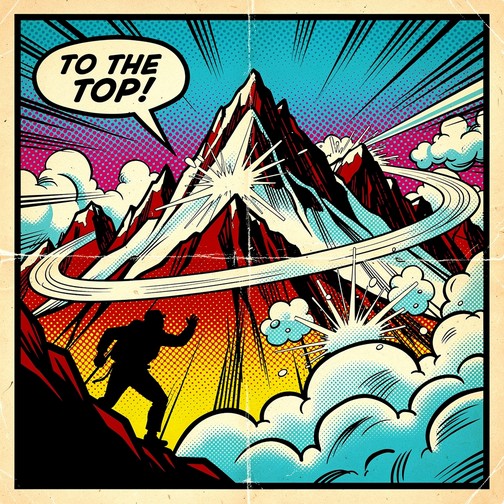 Free Comic Mountain Triumph Image - Illustration, Mountain, Comic ...