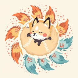 神秘的な狐の曼荼羅の画像をダウンロード - キツネ, Nine-tailed, 精神