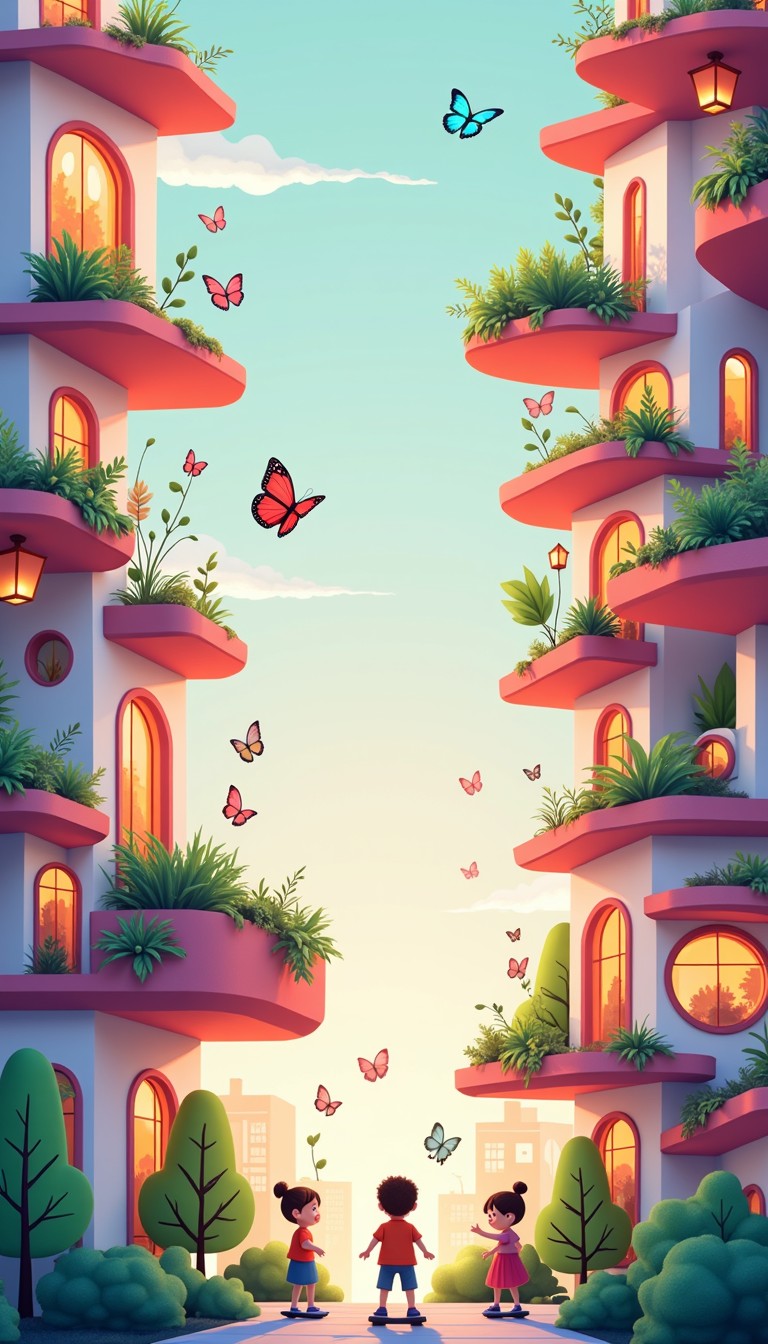 Curated visual reference: Picture Idea: Free Vertical Garden City Image Whimsical Vertical City