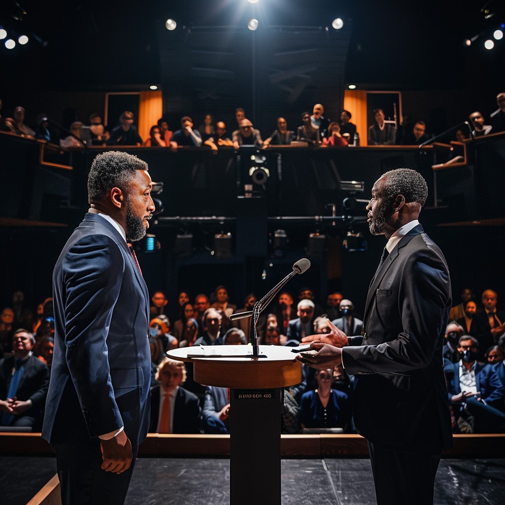 Debate Setting Fact Free Debate Stage Encounter Image - Debate, Auditorium, Gentlemen ...