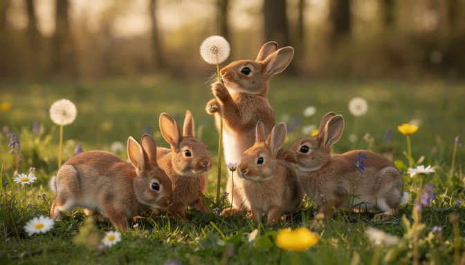 Free Wild Rabbits Playing Image - Rabbits, Bunnies, Meadow | Download ...