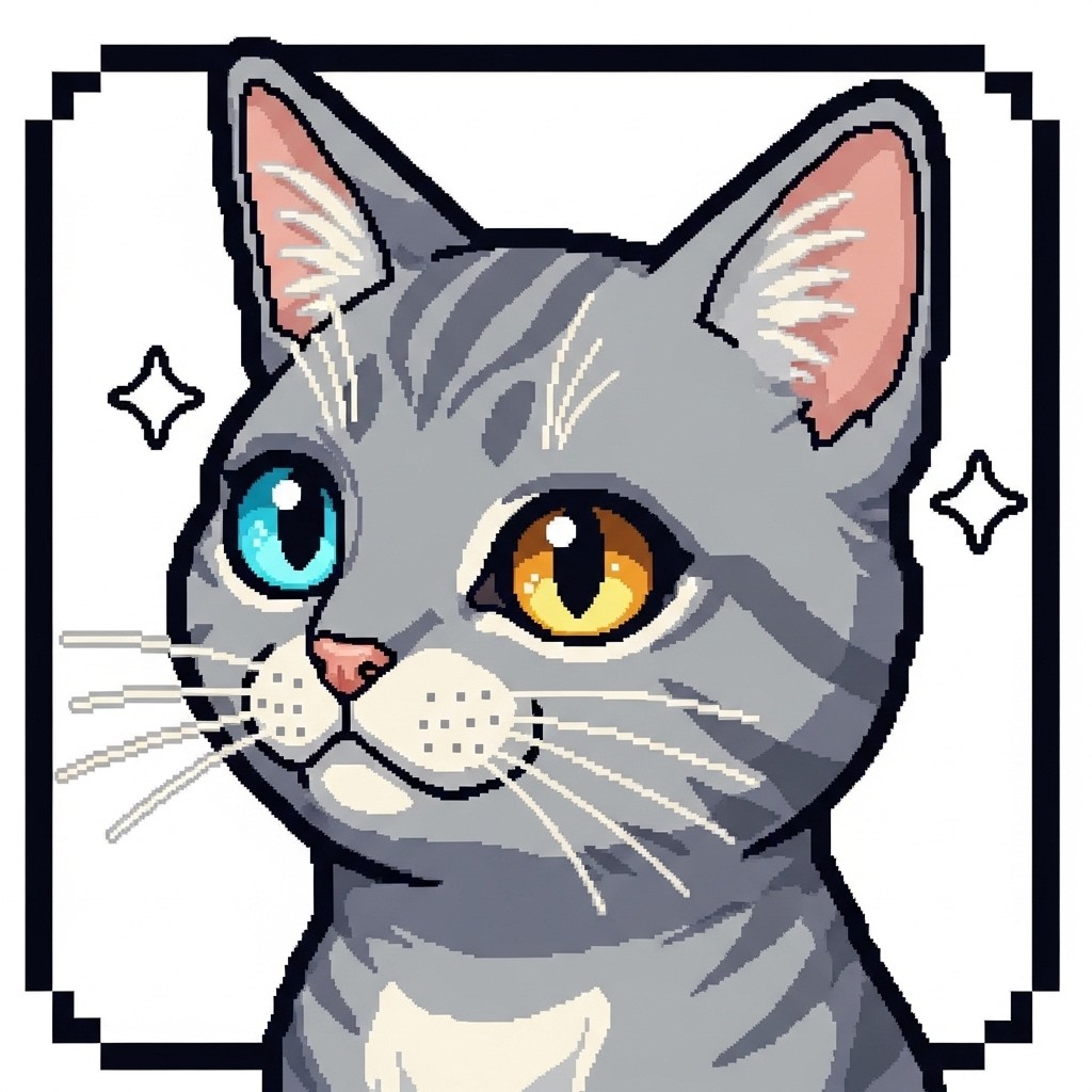 Free Curious Pixel Kitty Image - Cat, Heterochromatic, Pixel | Download ...