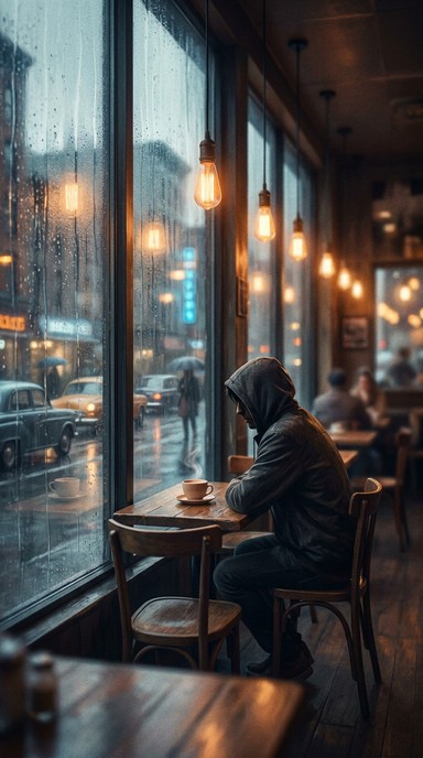 Free Rainy Cafe Solitude Image - Cafe, Rain, Coffee | Download at StockCake