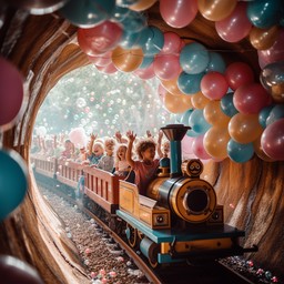 Free Balloon-Filled Train Ride Image - Train, Balloons, Child ...