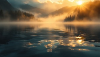 Free Misty Lake Dawn Image - Sunrise, Lake, Mountains | Download at ...