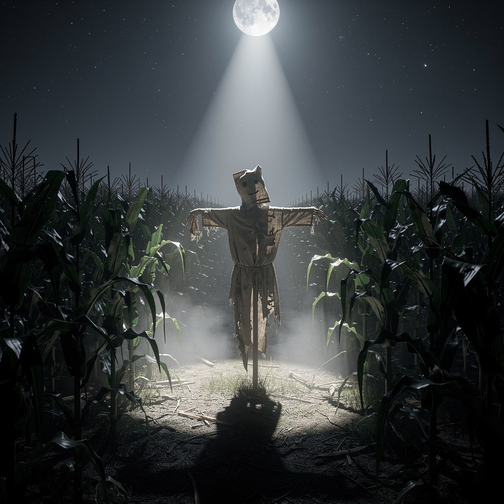 Free Haunted Cornfield Night Image - Scarecrow, Cornfield, Moonlight ...