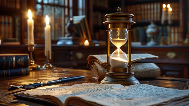 Free Historic Study Time Image - Hourglass, Candles, Books | Download ...