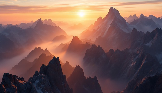 Free Majestic Mountain Sunset Image - Mountains, Sunset, Peaks ...
