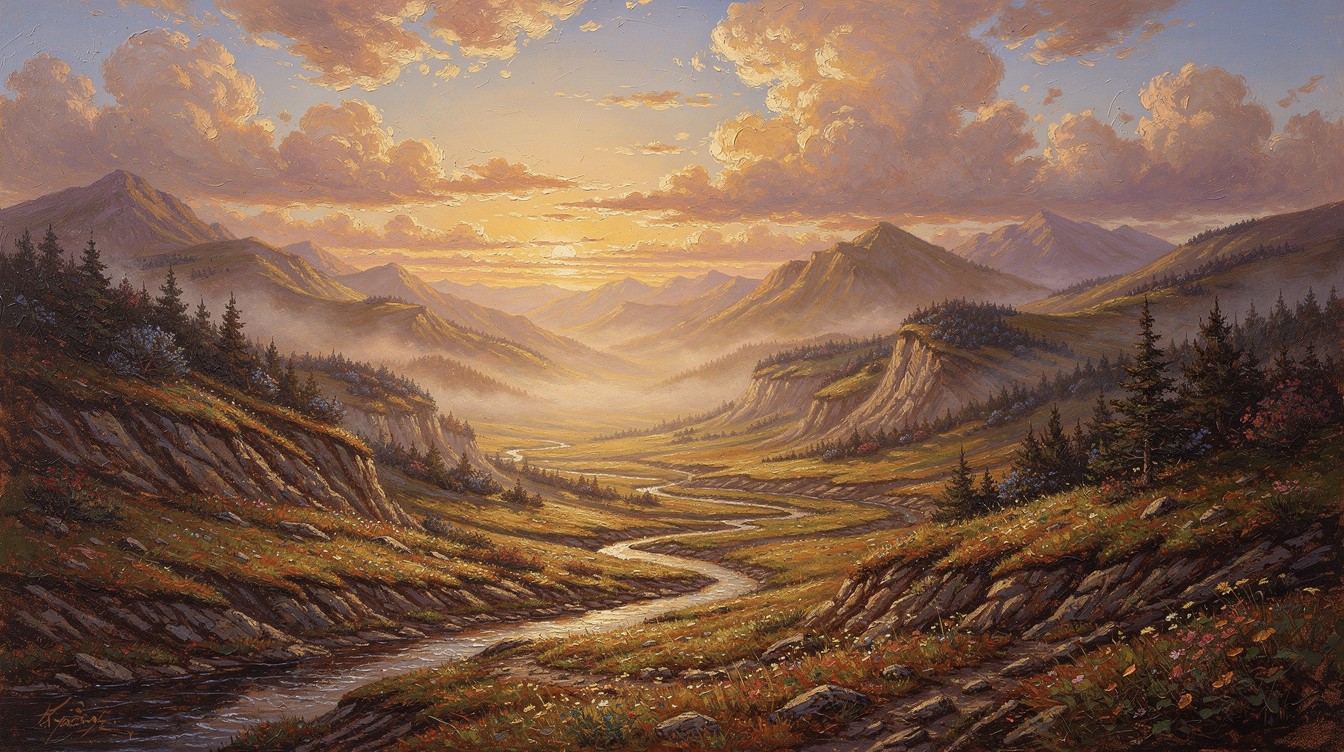 Free Golden Mountain Valley Image - Landscape, Mountains, Valley ...