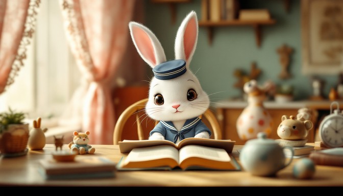 Free Rabbit reading book Image | Download at StockCake