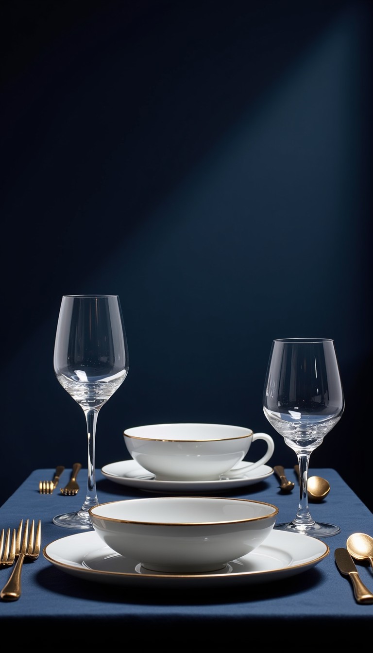 Free Elegant Table Setting Image - Porcelain, Crystal, Navy | Download ...