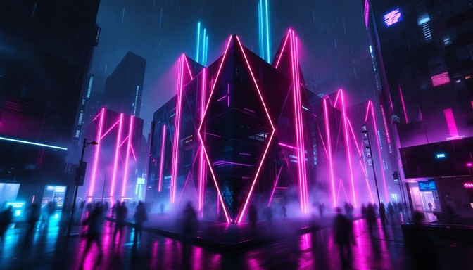 Free Neon Geometric Metropolis Image - Cyberpunk, Futuristic, Minimal ...