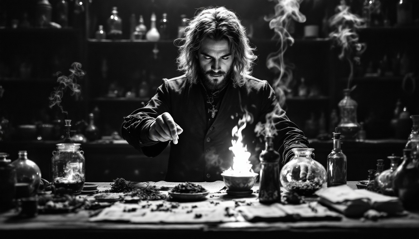 Download Alchemist Creating Potions Image - Alchemist, Laboratory ...