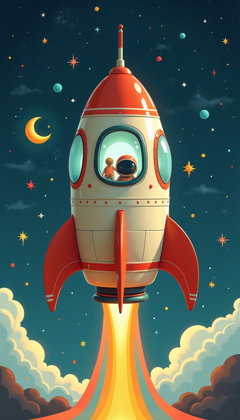 Free Retro Rocket Adventure Image - Rocket, Retro, Space | Download at ...