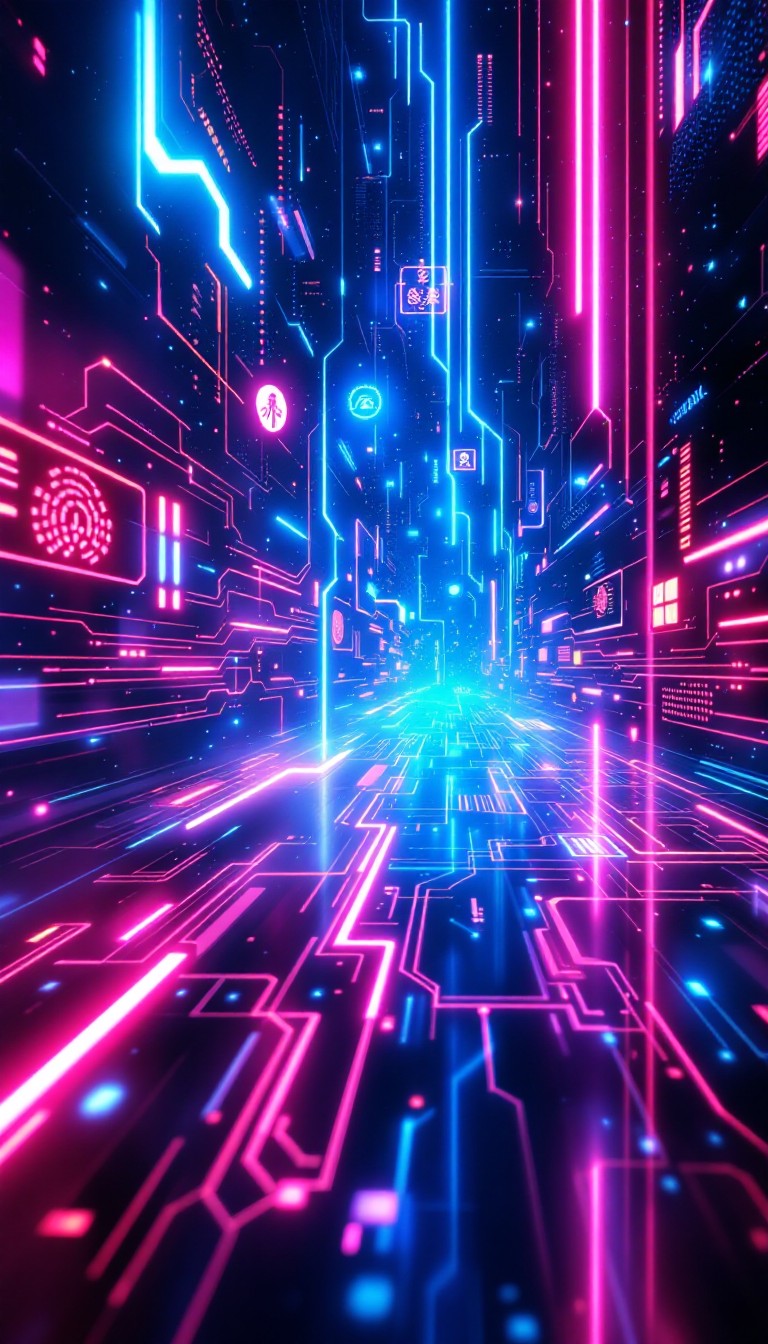 Neon Stream Free Neon Circuit Stream Image - Cyberpunk, Neon, Digital | Download at ...