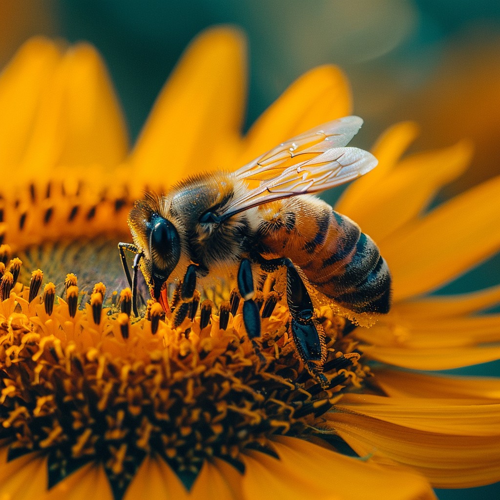Free Bee on Sunflower Image - Bee, Sunflower, Pollination | Download at ...